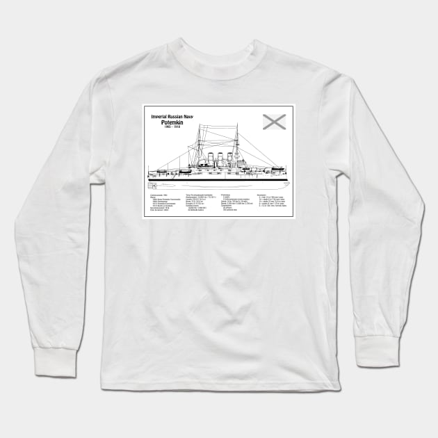 Potemkin battleship plans - Imperial Russian Navy - BD Long Sleeve T-Shirt by SPJE Illustration Photography